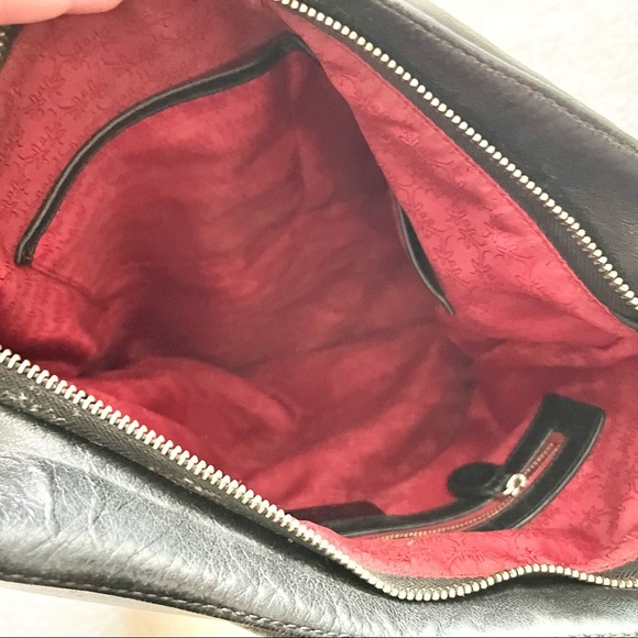 KATHERINE KWEI Black Leather And Metallic Fringe Hobo Purse Trendy Chic - Picture 6 of 11